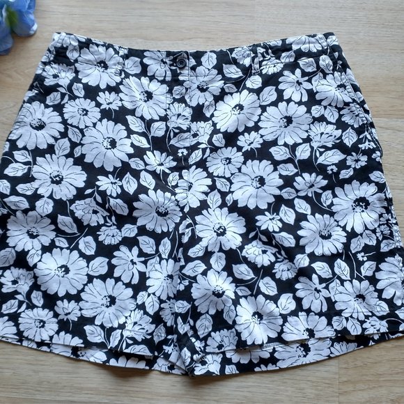 Jones NY Sport Linen Cotton Blend Floral Shorts - Picture 1 of 6